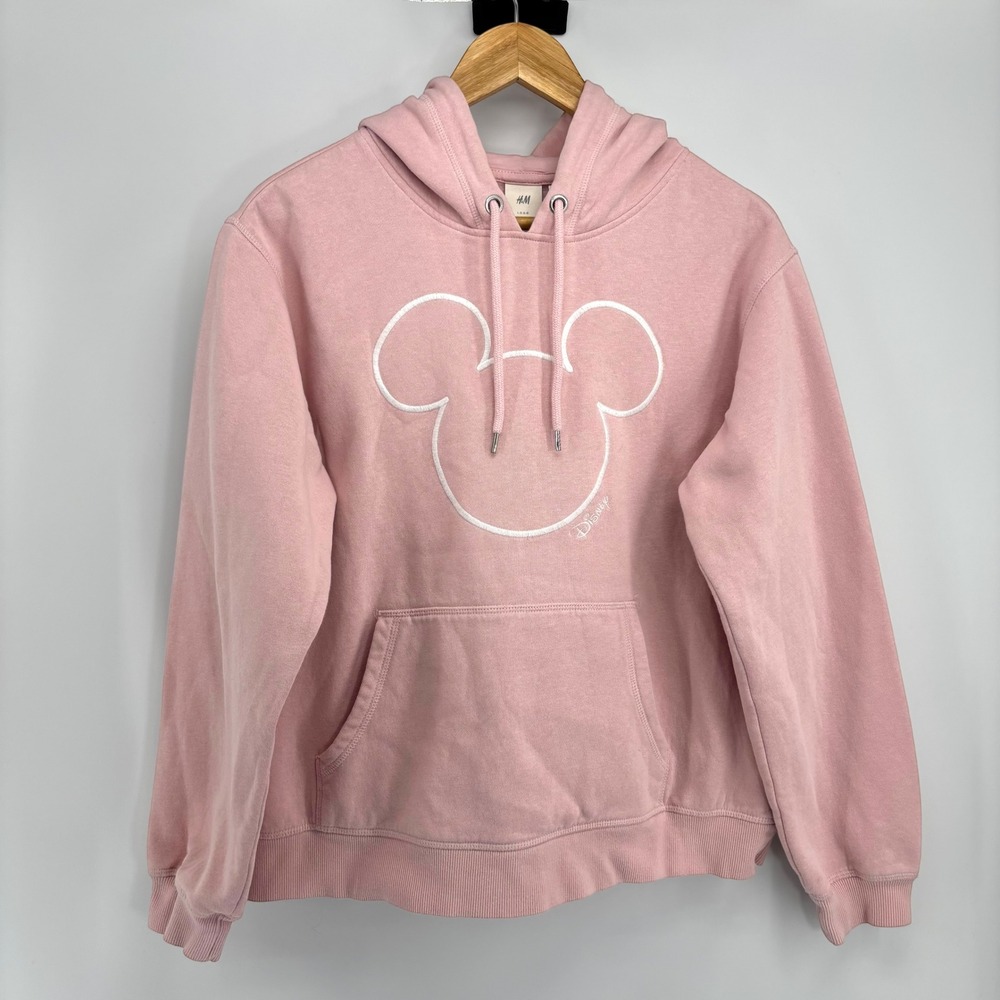 Disney x HM Mickey Mouse Outline Pink Pullover Hoodie Sweatshirt Oversized M